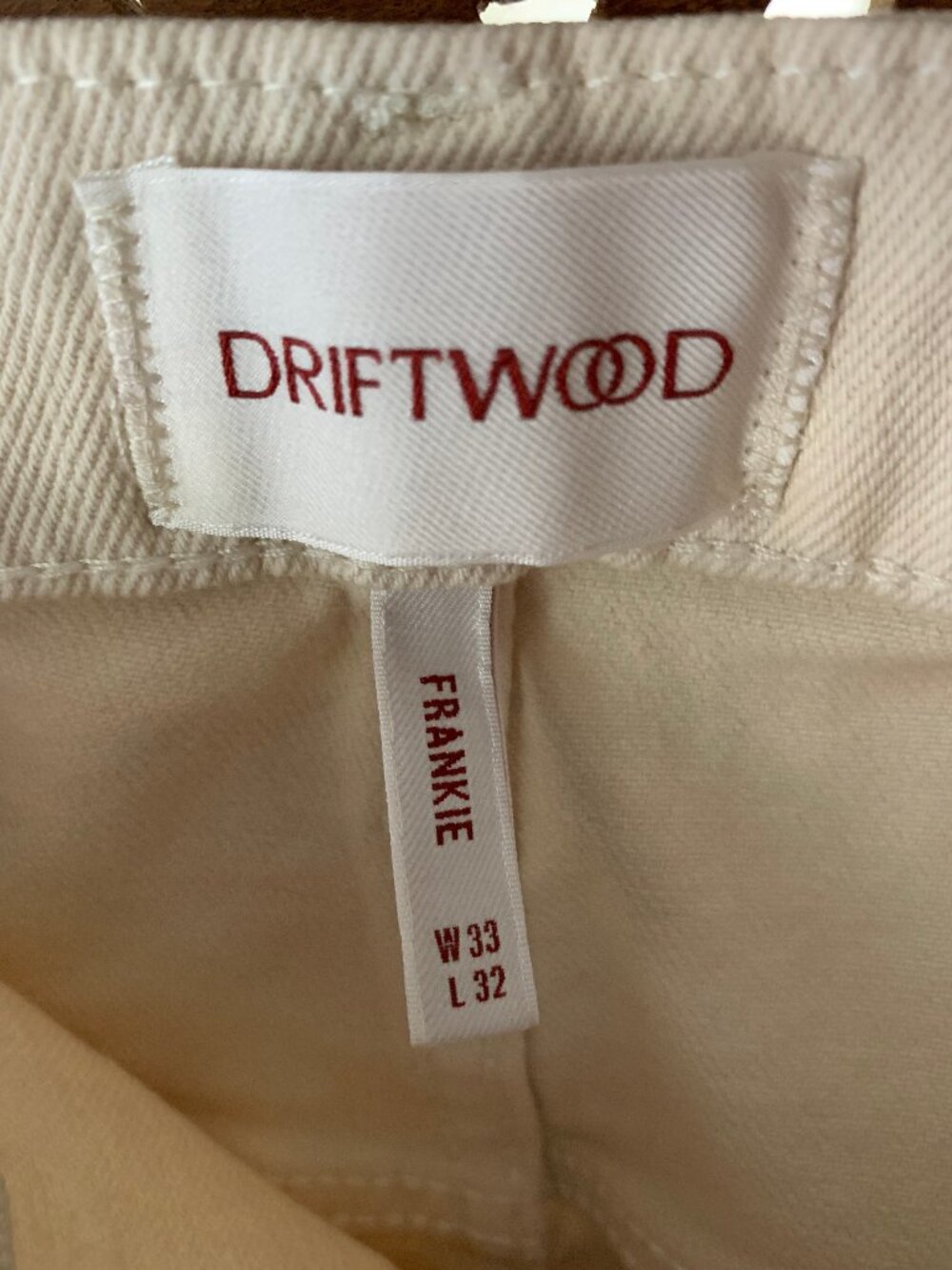 NWT Driftwood by Free People (Frankie) Cream colored embroidered jeans, size 33 - Picture 4 of 7